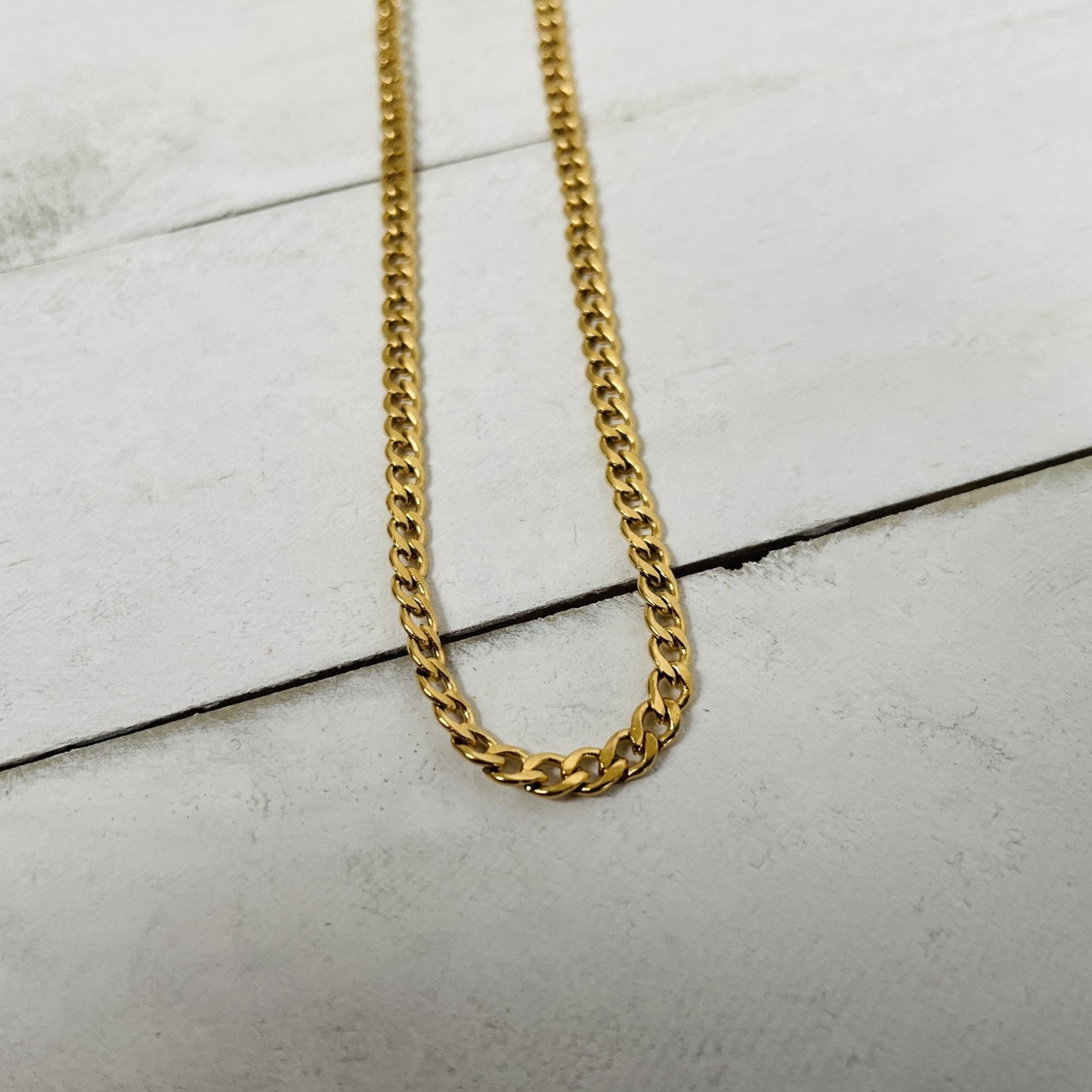 3mm 18K Gold Plated Curb Chain - HimleyJewelry