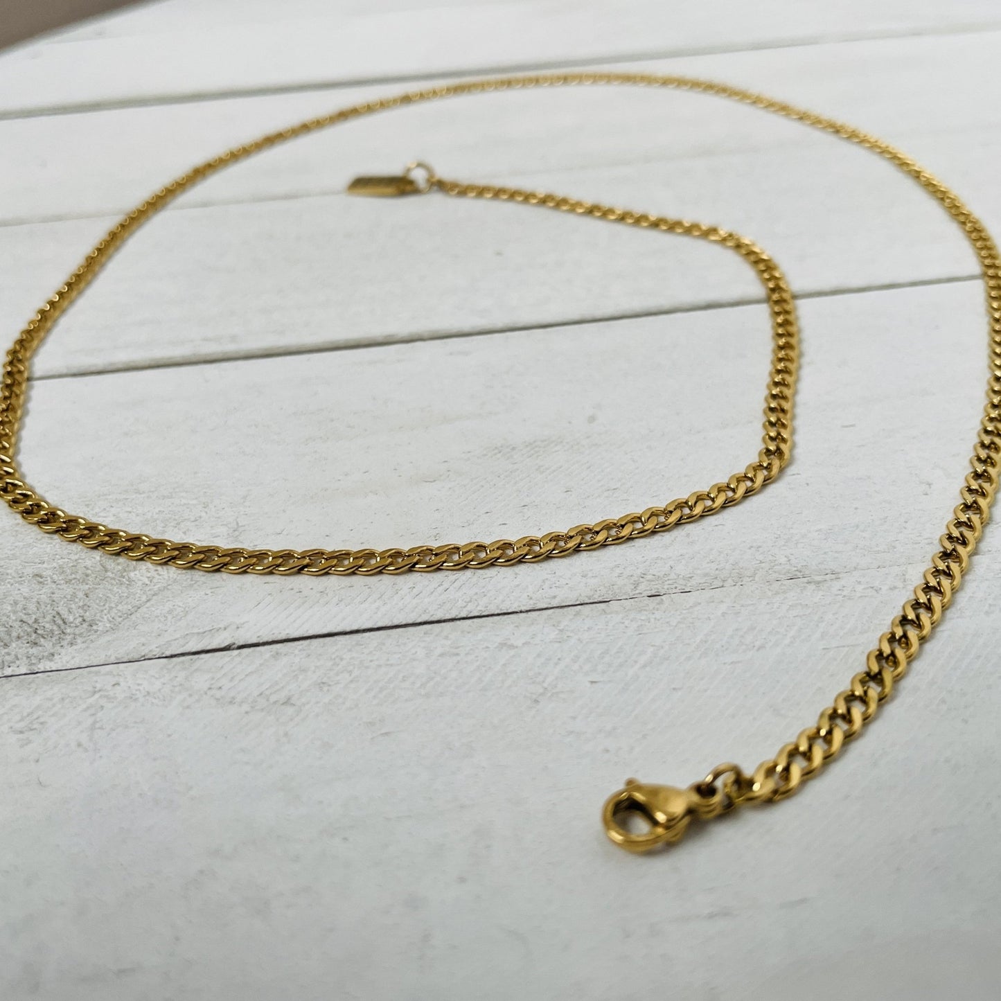 3mm 18K Gold Plated Curb Chain - HimleyJewelry