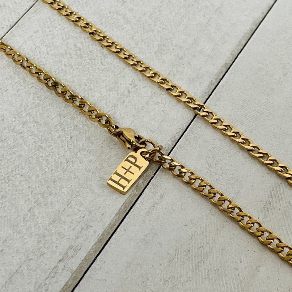 3mm 18K Gold Plated Curb Chain - HimleyJewelry