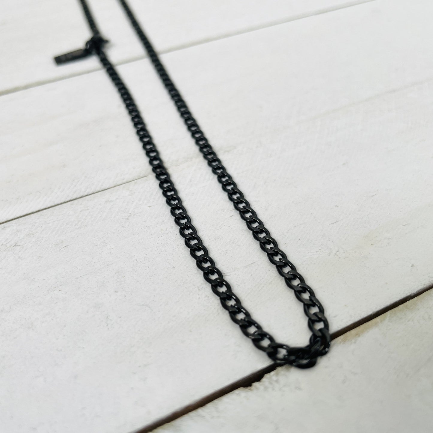 3mm Black Curb Chain for Men and Women - HimleyJewelry