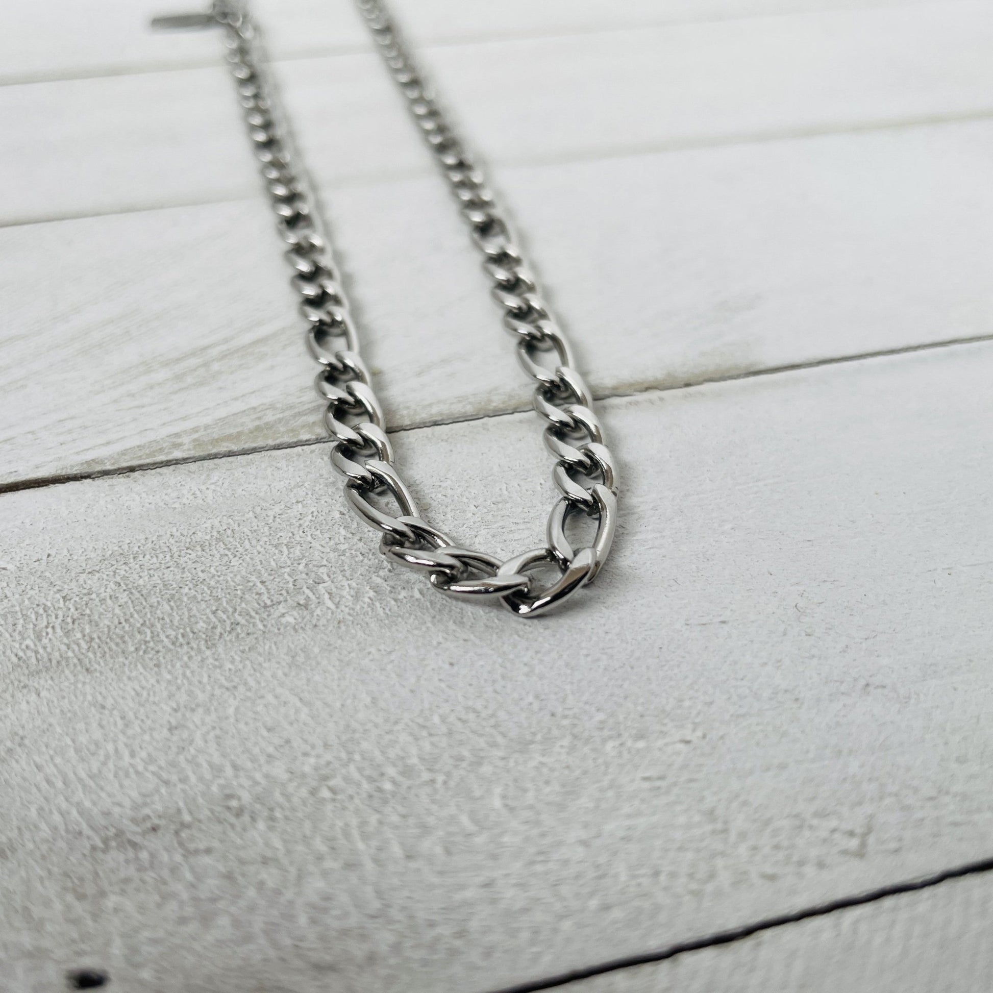 Custom 5mm Silver Figaro Chain - HimleyJewelry