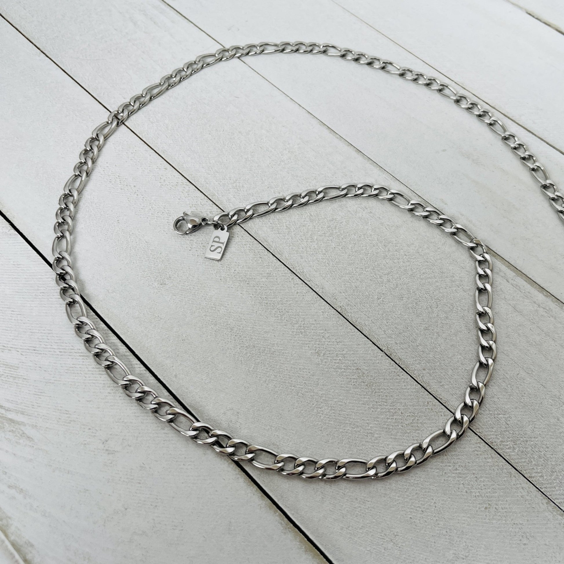 Custom 5mm Silver Figaro Chain - HimleyJewelry