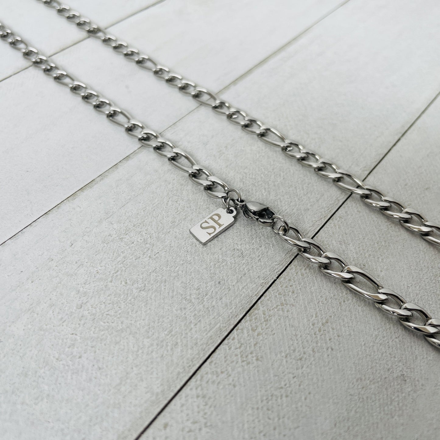 Custom 5mm Silver Figaro Chain - HimleyJewelry