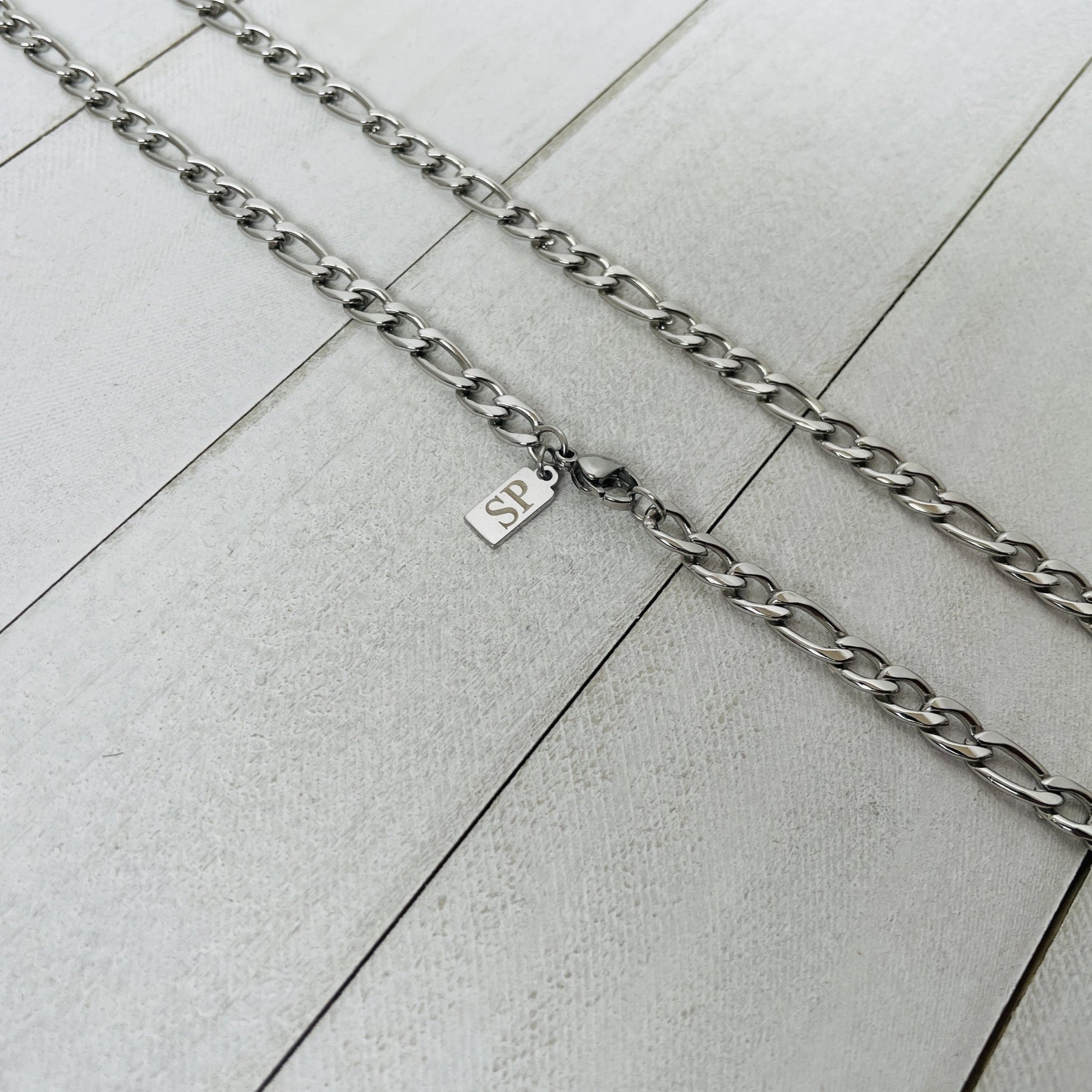 Custom 5mm Silver Figaro Chain - HimleyJewelry