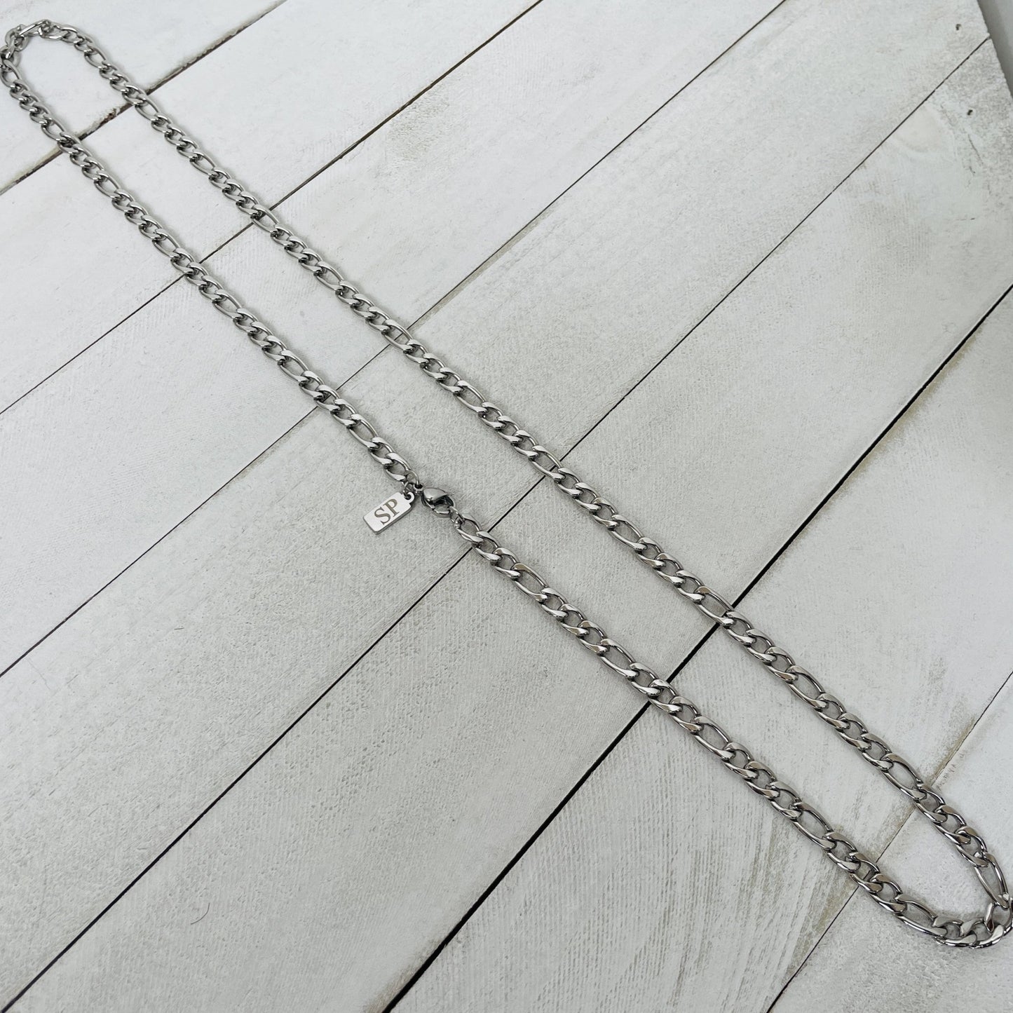 Custom 5mm Silver Figaro Chain - HimleyJewelry