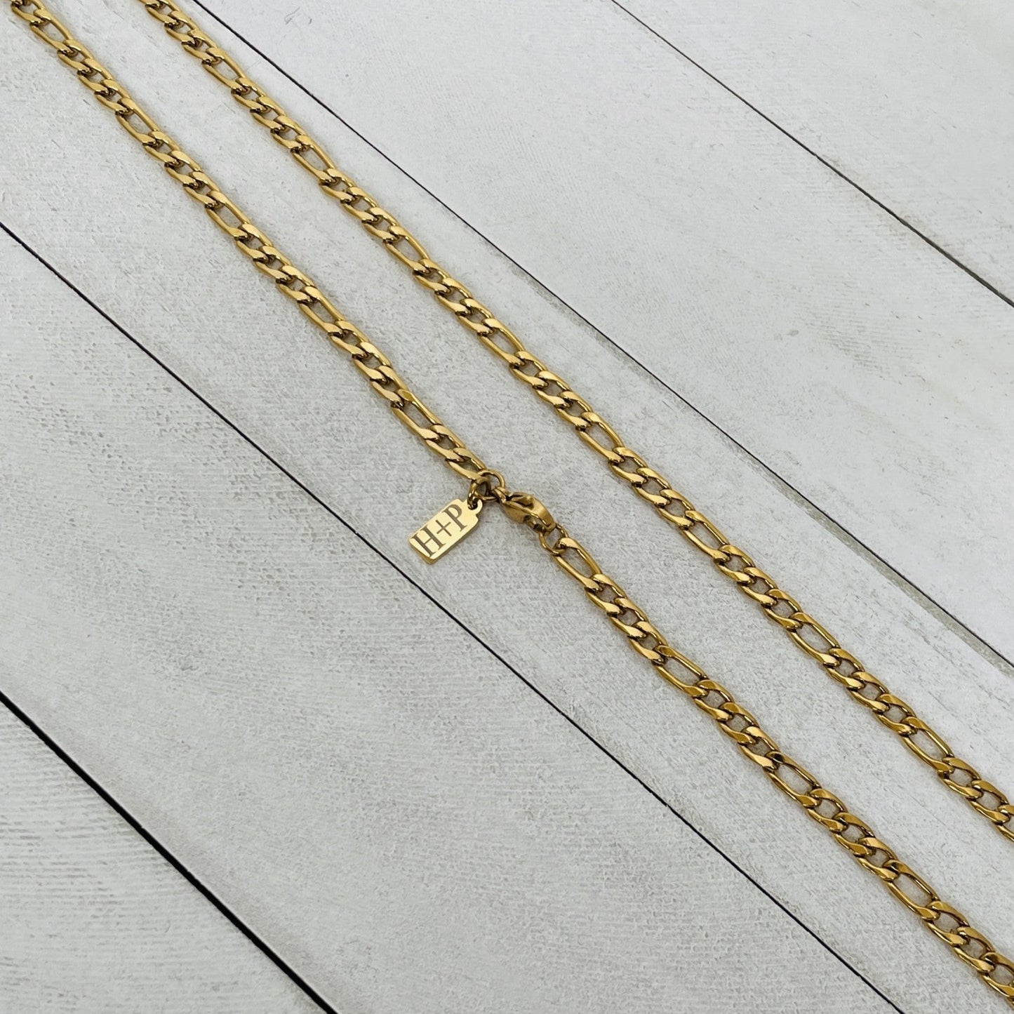 Personalized 4mm Gold Figaro Chain - HimleyJewelry