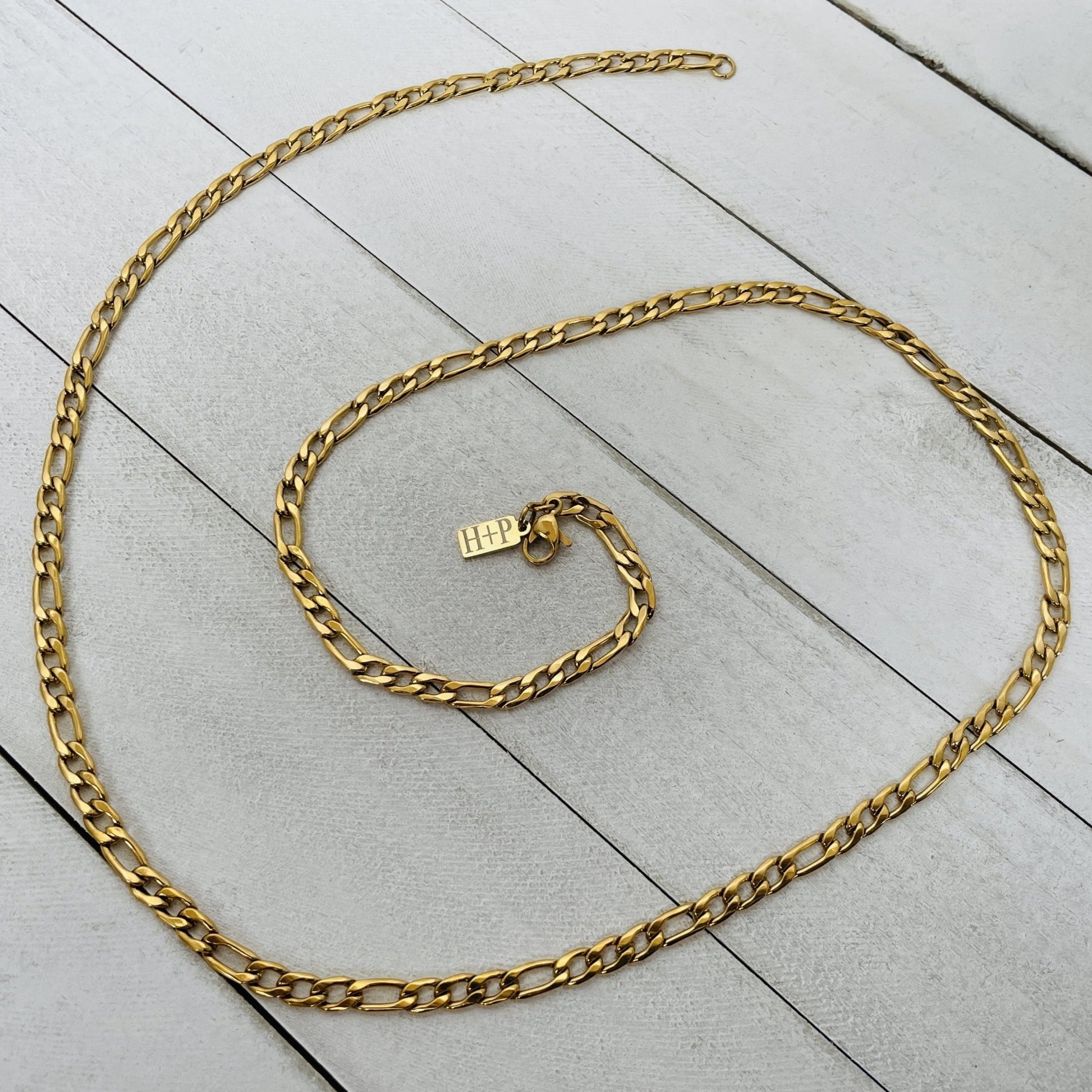 Personalized 4mm Gold Figaro Chain - HimleyJewelry